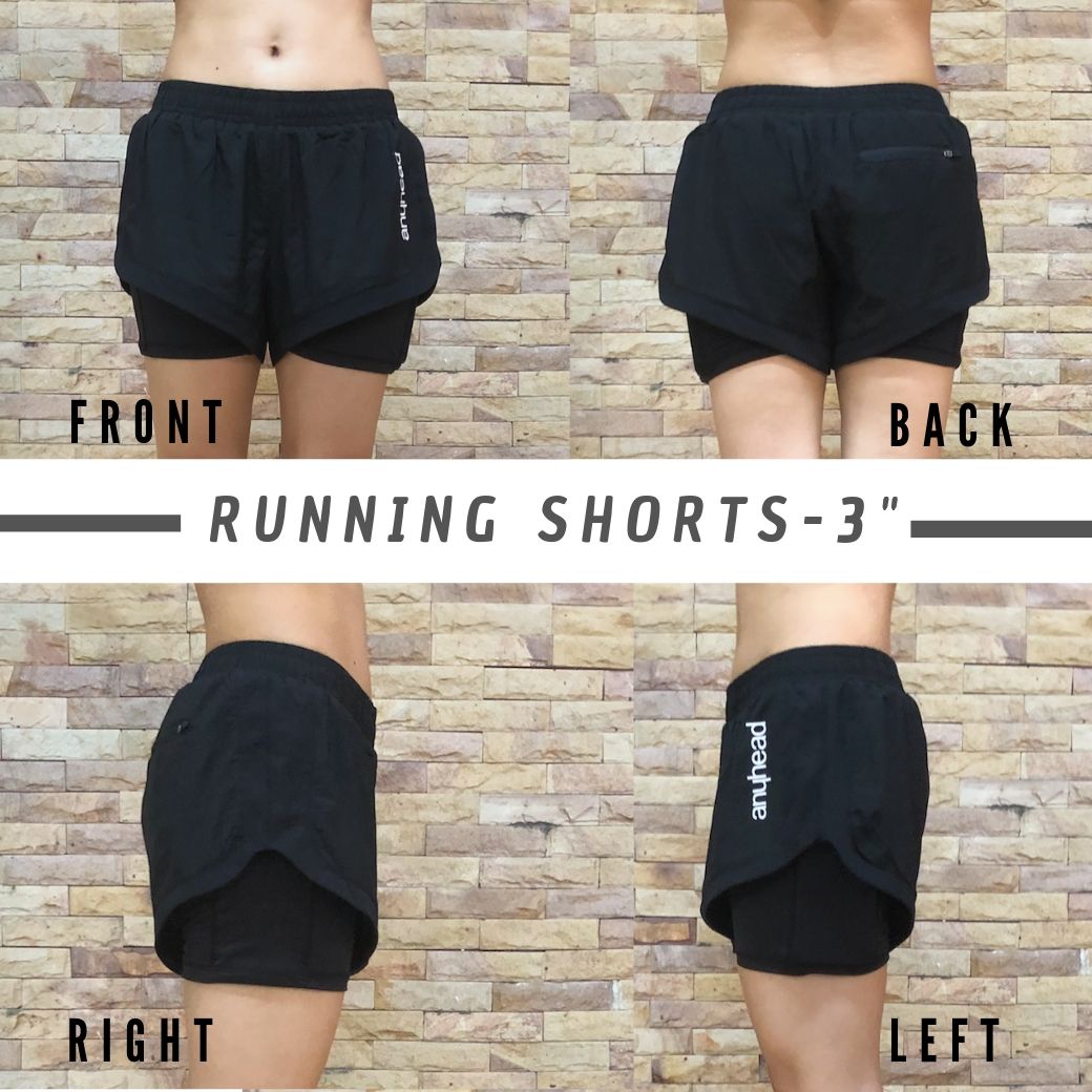 กางเกงกีฬา 2 ชั้น 2in1 - รุ่นสั้น 3 นิ้ว (SHORT) สีดำ (Black)