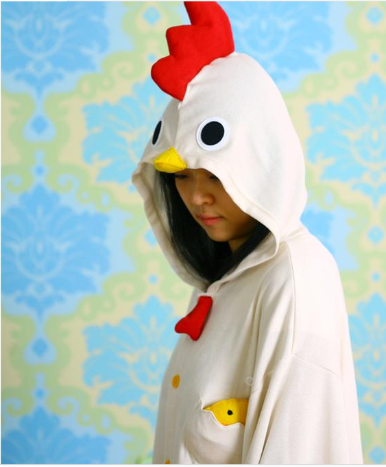 ชุดนอนมาสคอต/แฟนซี ผู้ใหญ่ ไก่ ขาว