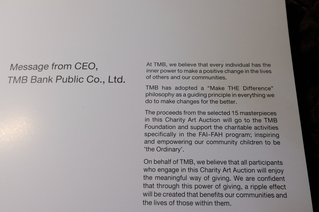 CHARITY ART AUCTION BY TMB & CELEBRATION THE 20'th ANNIVERSARY OF CHRISTIE'S IN THAILAND ปี 2019