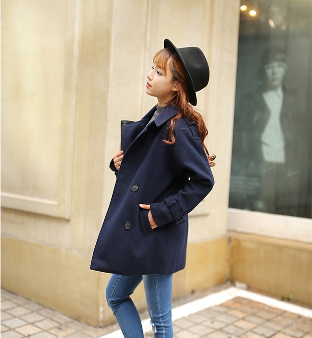 พรีออเดอร์ - เสื้อโค้ทผ้าวูลกันหนาว Pre - CT626 (สีกรม)