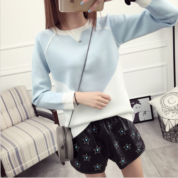 พร้อมส่ง - เสื้อไหมพรมแขนยาว ST186 (สีฟ้า)