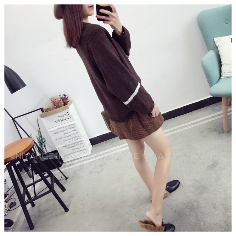 พรีออเดอร์ - เสื้อไหมพรมแฟชั่นแขนยาว Pre - ST782 (สีน้ำตาล)