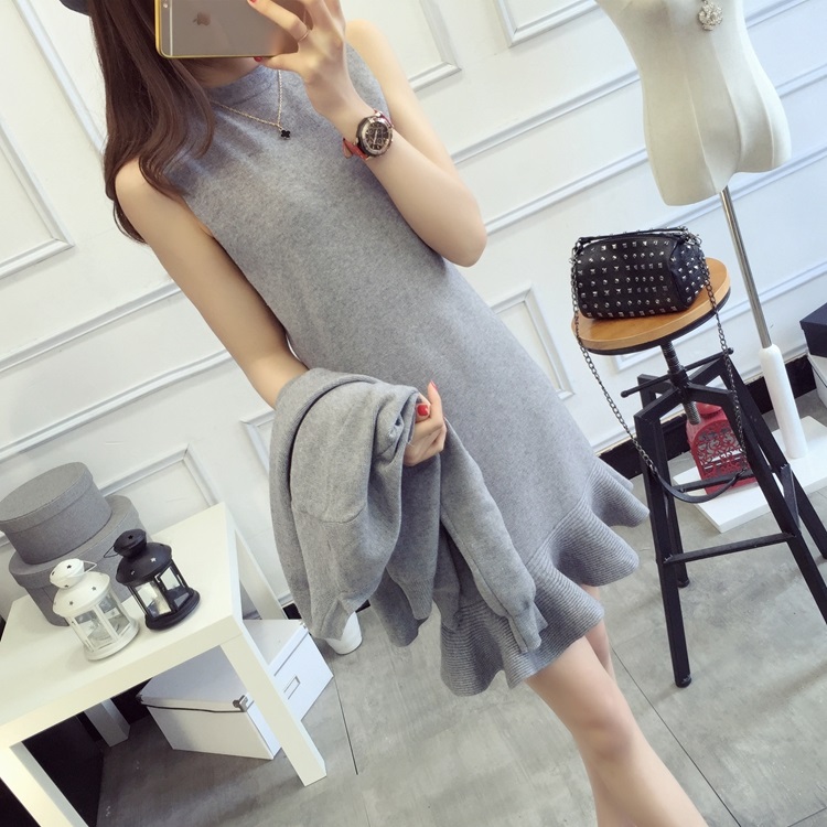 พรีออเดอร์ - เดรสไหมพรม Pre - DT156 (สีเทา)