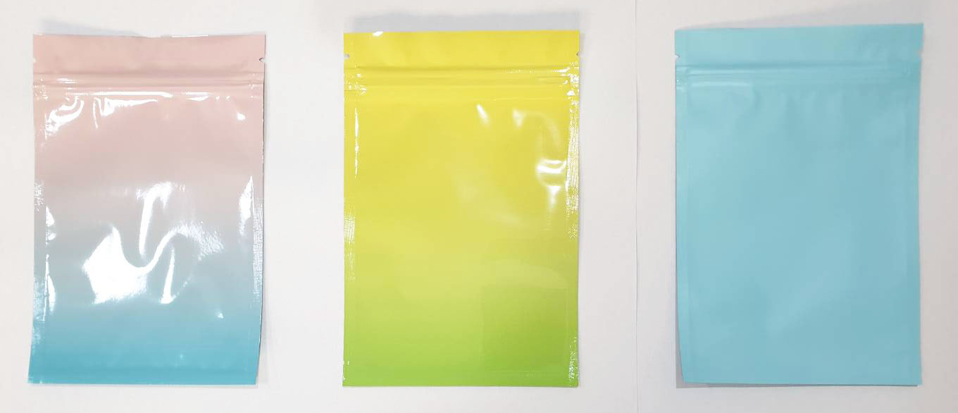 ถุงซิปล็อคตั้งไม่ได้ (ก้นแบน) - ฟอยล์สี (เมทัลไลท์)