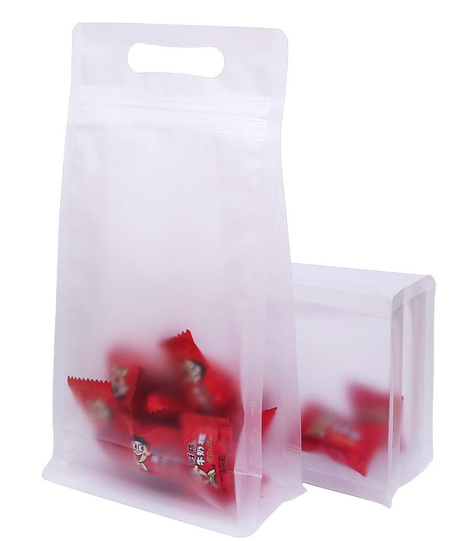 ถุงพลาสติกขุ่นซิปหูหิ้ว ฐานเรียบ (แพ็ค 50 ใบ)