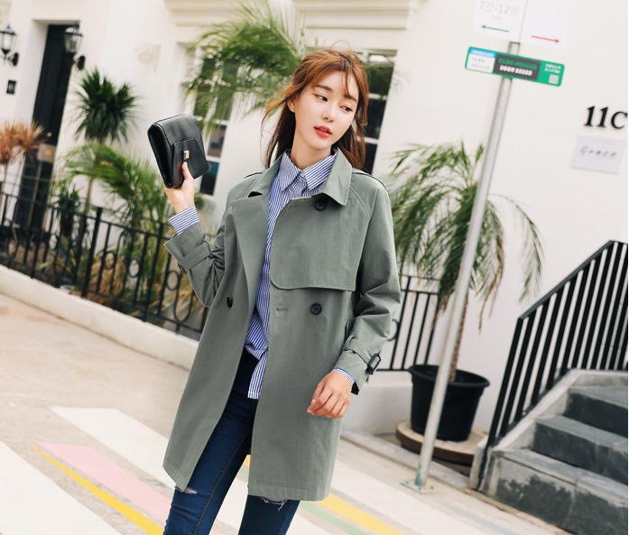 พร้อมส่ง - Trench Coat เสื้อโค้ท CT222 (สีเขียว)