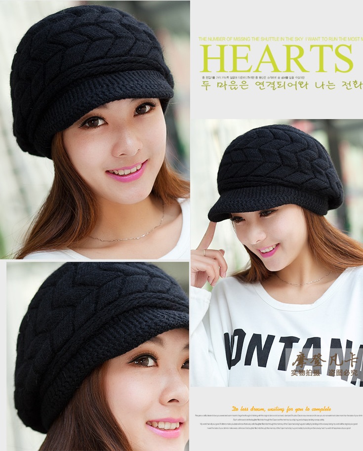 พร้อมส่ง - หมวกไหมพรม HT120 (สีดำ)