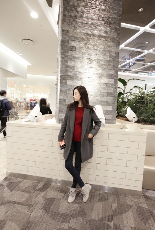 พรีออเดอร์ - เสื้อโค้ทผ้าวูลกันหนาว Pre - CT621 (สีเทา)