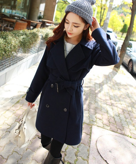 พร้อมส่ง - เสื้อโค้ทผ้าวูล CT166 (สีกรม)