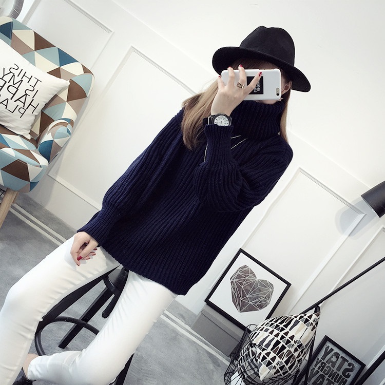 พรีออเดอร์ - เสื้อไหมพรมแฟชั่นแขนยาว Pre - ST786 (สีน้ำเงิน)