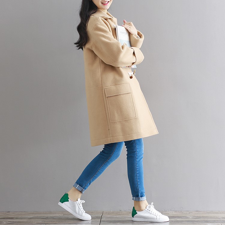 พร้อมส่ง - เสื้อโค้ทผ้าวูล CT164 (สีน้ำตาล)