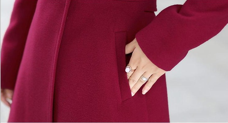 พรีออเดอร์ - เสื้อโค้ทผ้าวูลกันหนาว Pre - CT663 (สีแดงไวน์)