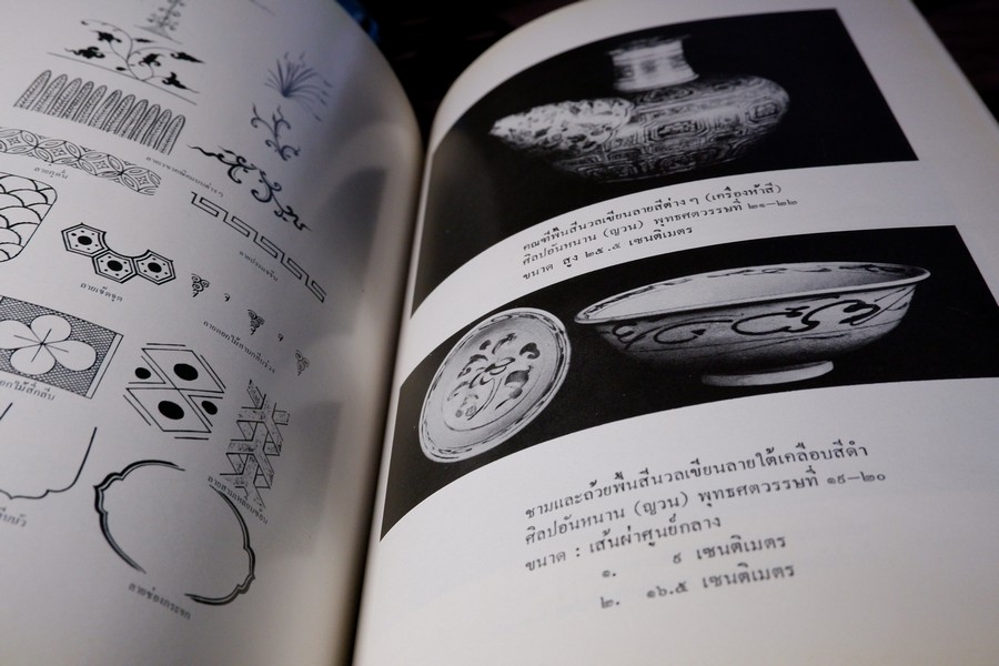 เครื่องถ้วยในประเทศไทย โดย กรมศิลปากร จัดพิมพ์เนื่องในวันเฉลิมพระชนมพรรษา สมเด็จพระราชินีนาถ ปี 2523