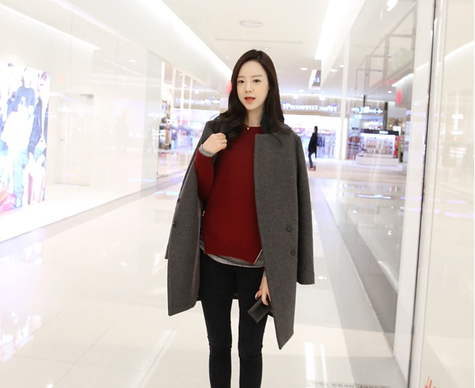 พรีออเดอร์ - เสื้อโค้ทผ้าวูลกันหนาว Pre - CT621 (สีเทา)