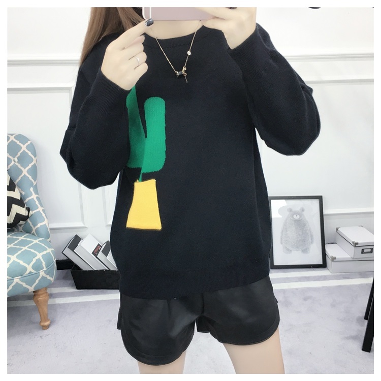 พรีออเดอร์ - เสื้อไหมพรมแฟชั่นแขนยาว Pre - ST771 (สีดำ)