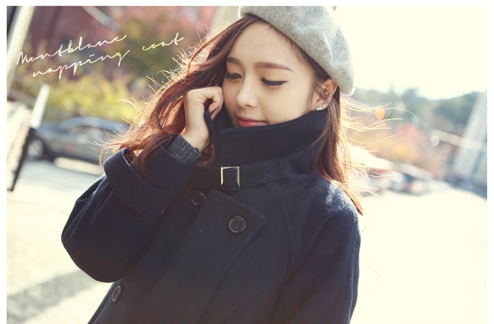 พรีออเดอร์ - เสื้อโค้ทผ้าวูลกันหนาว Pre - CT615 (สีกรม)