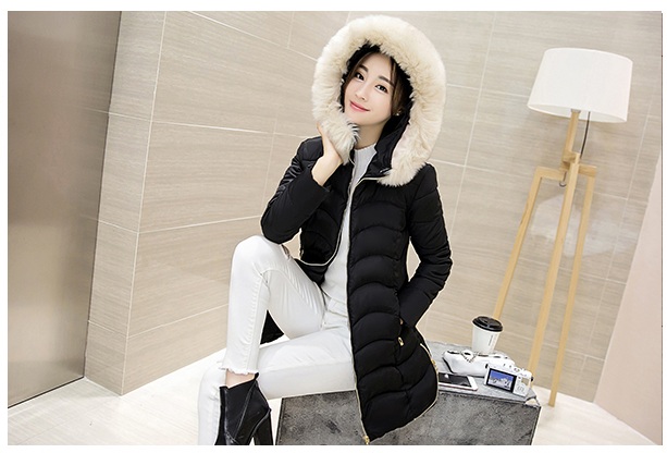 พรีออเดอร์ - เสื้อกันหนาวสไตล์เกาหลีบุนวม Pre - CT736 (สีดำ)