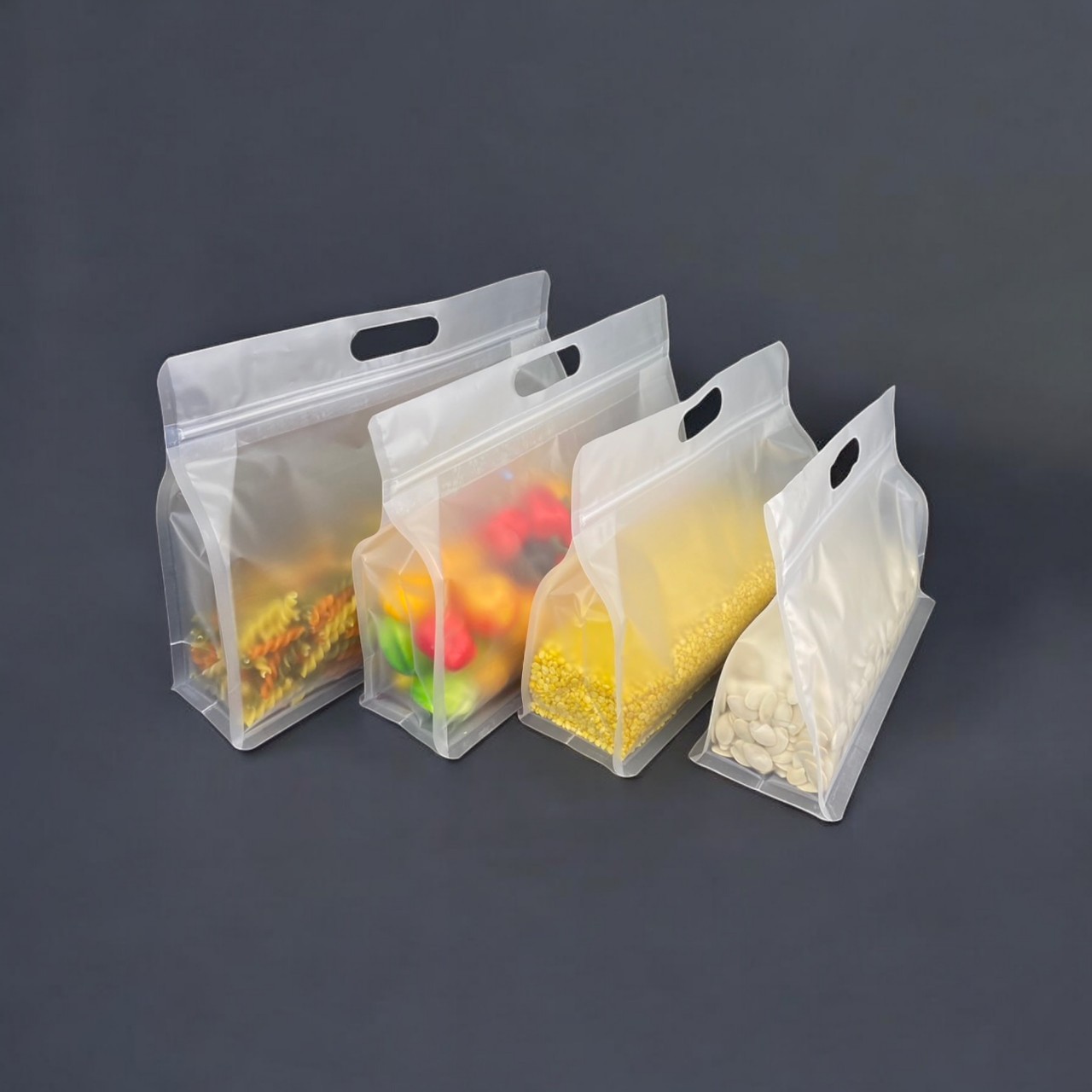 ถุงพลาสติกขุ่นซิปหูหิ้ว ฐานเรียบ