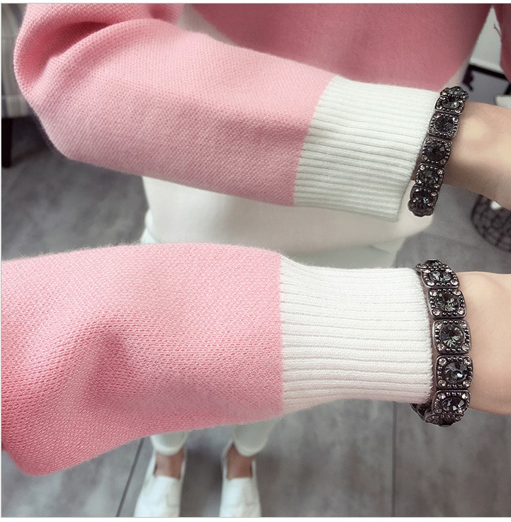 พร้อมส่ง - เสื้อไหมพรมแขนยาว ST187 (สีชมพู)