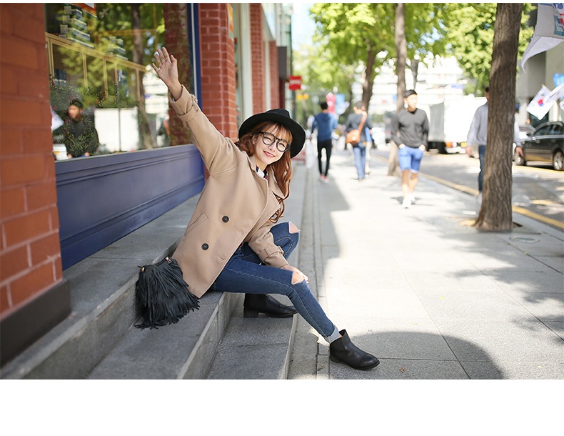 พรีออเดอร์ - เสื้อโค้ทผ้าวูลกันหนาว Pre - CT625 สีน้ำตาล