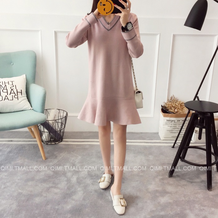 พรีออเดอร์ - เดรสไหมพรม Pre - DT145 (สีชมพู)