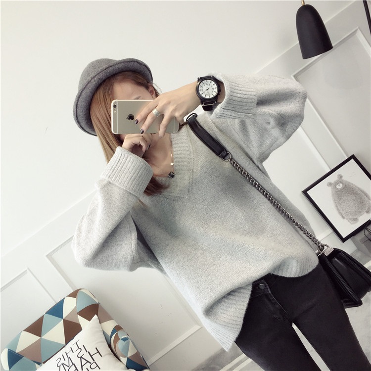 พรีออเดอร์ - เสื้อไหมพรมแฟชั่นแขนยาว Pre - ST776 (สีเทาอ่อน)