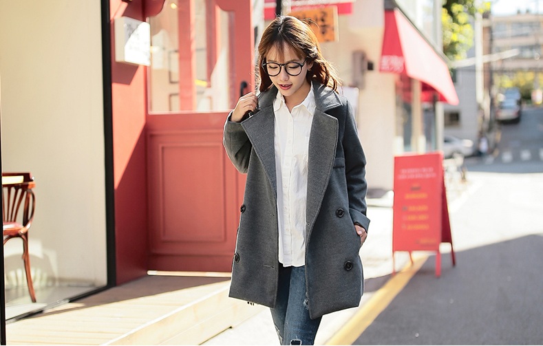 พรีออเดอร์ - เสื้อโค้ทผ้าวูลกันหนาว Pre - CT630 (สีเทา)