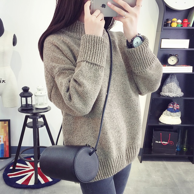 พร้อมส่ง - เสื้อไหมพรมแฟชั่นแขนยาว ST660 (สีกากี)