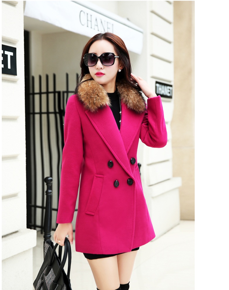 พร้อมส่ง - เสื้อโค้ทผ้าวูลกันหนาว CT162 (สีบานเย็น)