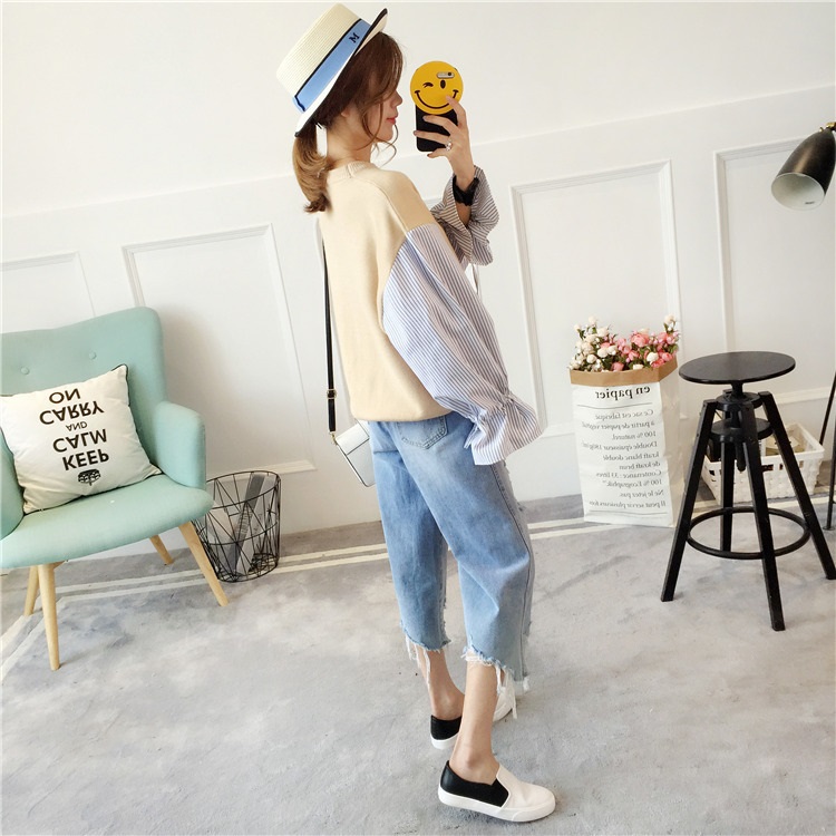 พร้อมส่ง - เสื้อไหมพรมแฟชั่น ST178 (สีครีม)