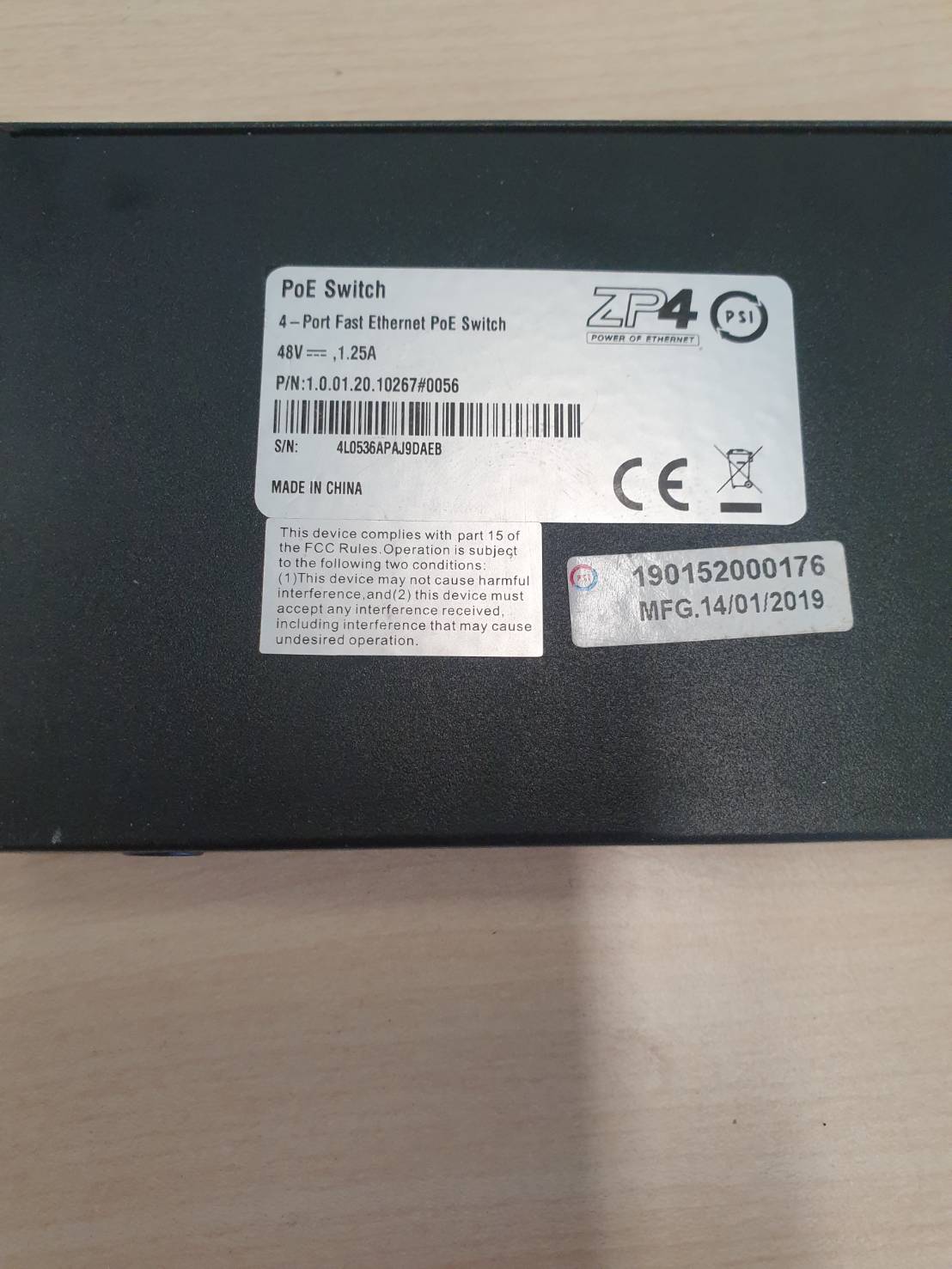 poe switch 4-port fast ethernet poe switch zp4