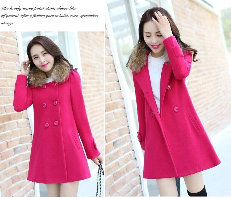 พร้อมส่ง - เสื้อโค้ทผ้าวูลกันหนาว CT155 (สีบานเย็น)