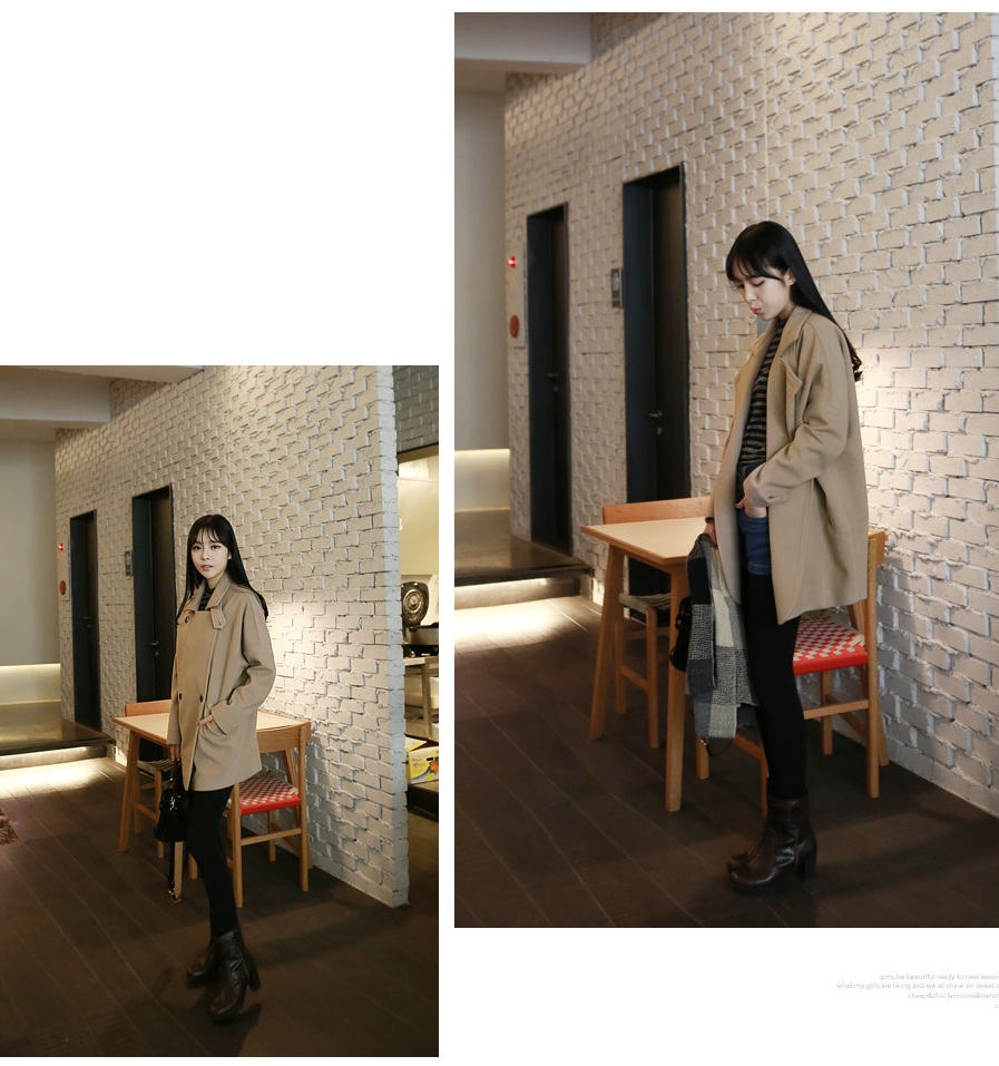 พรีออเดอร์ - เสื้อโค้ทผ้าวูลกันหนาว Pre - CT612 (สีน้ำตาล)