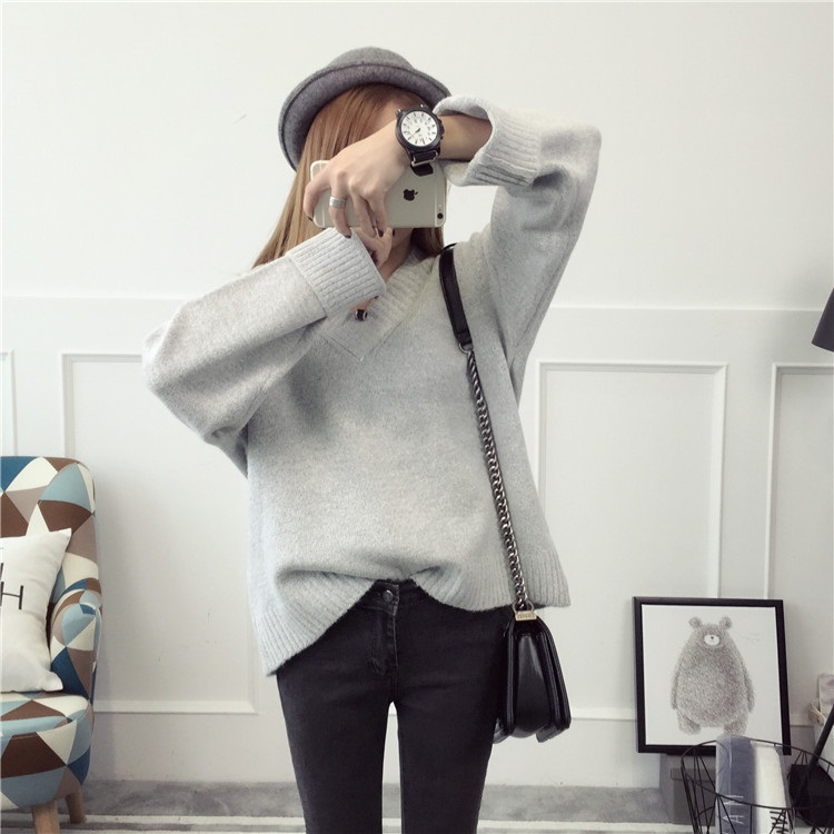 พรีออเดอร์ - เสื้อไหมพรมแฟชั่นแขนยาว Pre - ST776 (สีเทาอ่อน)