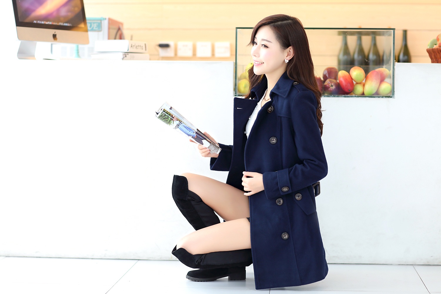 พร้อมส่ง - เสื้อโค้ทผ้าวูลกันหนาว CT151 (สีกรม)