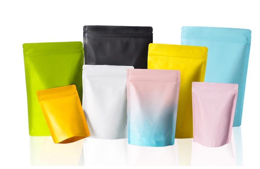 ถุงอลูมิเนียมสี ซิปล็อคตั้งได้ ทึบ 2 ด้าน หน้า-หลัง