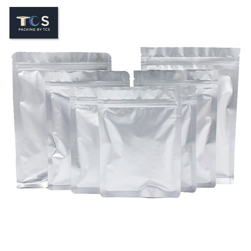 ถุงอลูมิเนียมซิปล็อค ตั้งไม่ได้ (ก้นแบน) (สีเงินผิวด้าน)