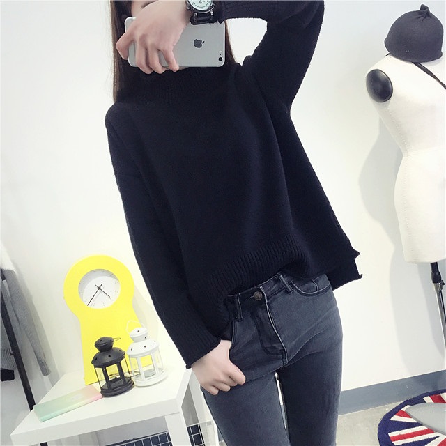 พรีออเดอร์ - เสื้อไหมพรมแฟชั่นแขนยาว Pre - ST672 (สีดำ)