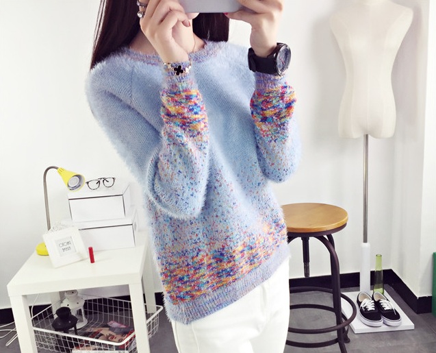 พรีออเดอร์ - เสื้อไหมพรมแฟชั่นแขนยาว Pre - ST632 (สีฟ้า)