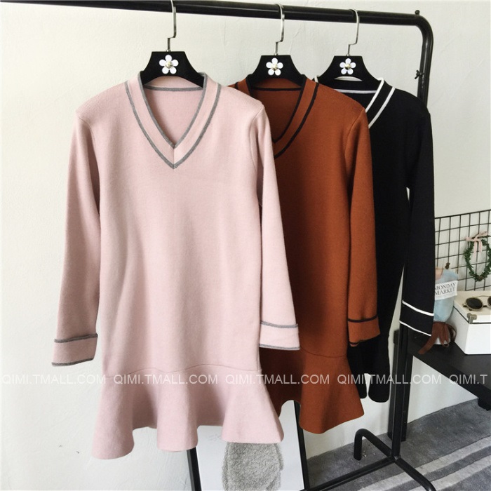 พรีออเดอร์ - เดรสไหมพรม Pre - DT147 (สีดำ)