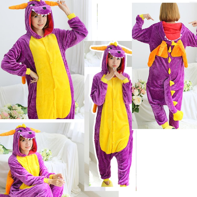 ชุดนอนมาสคอต / แฟนซี ผู้ใหญ่ มังกรม่วง ( purple dragon )