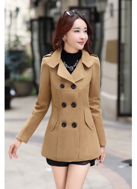 พร้อมส่ง - เสื้อโค้ทผ้าวูล CT128 (สีน้ำตาล)