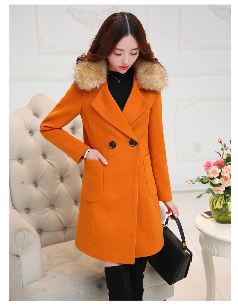 พรีออเดอร์ - เสื้อโค้ทผ้าวูลกันหนาว Pre - CT680 (สีส้มอิฐ)