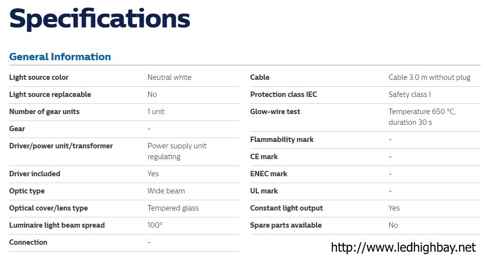 โคมไฮเบย์ LED 200w รุ่นBY687P ยี่ห้อPhilips (แสงคูลไวท์)