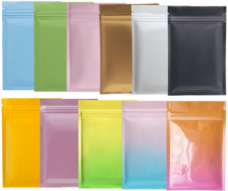 ถุงซิปล็อคตั้งไม่ได้ (ก้นแบน) - ฟอยล์สี (เมทัลไลท์)