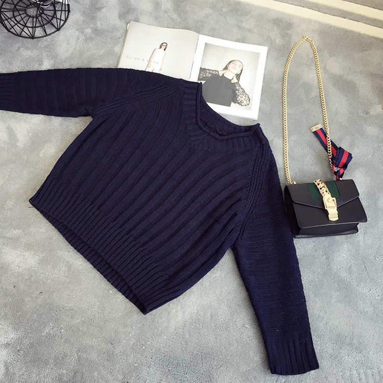 พรีออเดอร์ - เสื้อไหมพรมแฟชั่นทรงหลวม Pre - ST767 (สีน้ำเงิน)