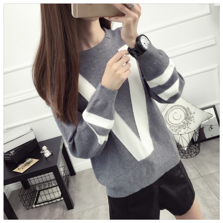 พรีออเดอร์ - เสื้อไหมพรมแฟชั่นแขนยาว Pre - ST790 (สีเทา)