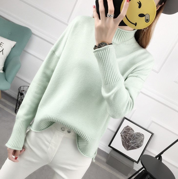 พร้อมส่ง - เสื้อไหมพรมทรงหลวม ST199 (สีเขียว)