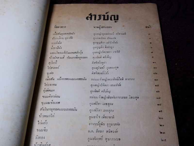 วิธีประกอบอาหาร โดย สมาชิกสโมสรวัฒนธรรมหญิง จัดพิมพ์เป็นอนุสรณ์ คุณหญิงวิบูลลักษม์ ชุณหะวัณ ปี 2498