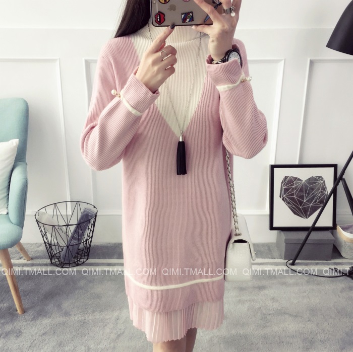 พรีออเดอร์ - เดรสไหมพรม Pre - DT116 (สีชมพู)